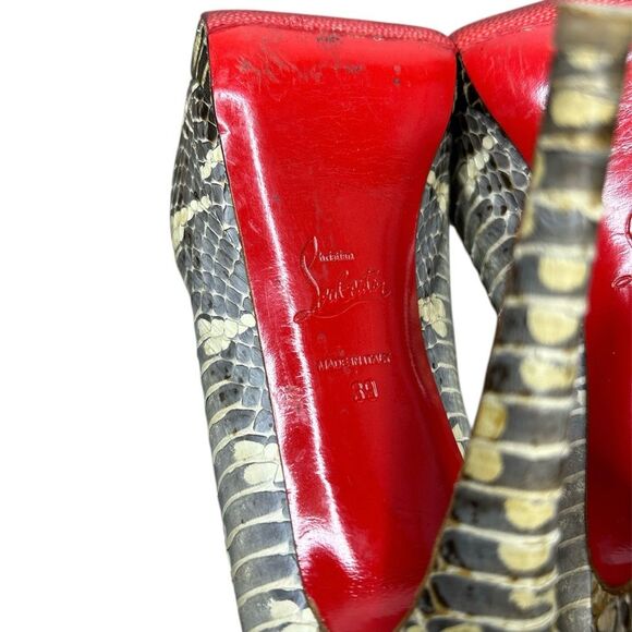 Christian Louboutin Heels Lady Peep Python Leather 150mm Size 39 Snake Skin - Picture 6 of 6